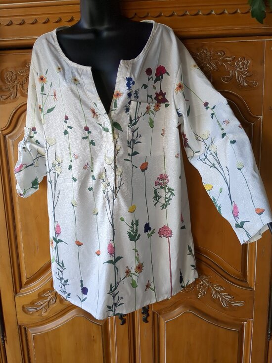 Tops - L Oversized Floral Long Sleeve Tunic Top